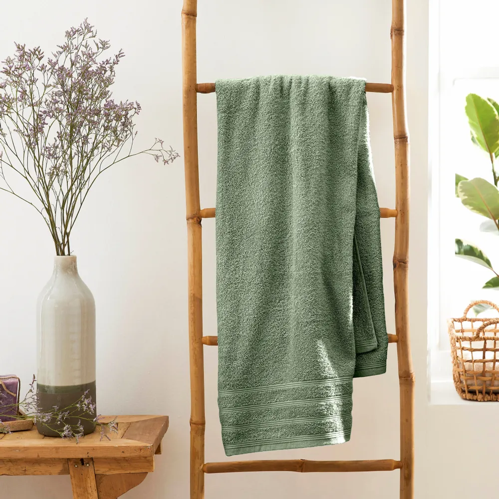 Bath towels - "Spa" Bath Towel 100% Cotton 90 x 150 cm Rosemary - COTON PUR