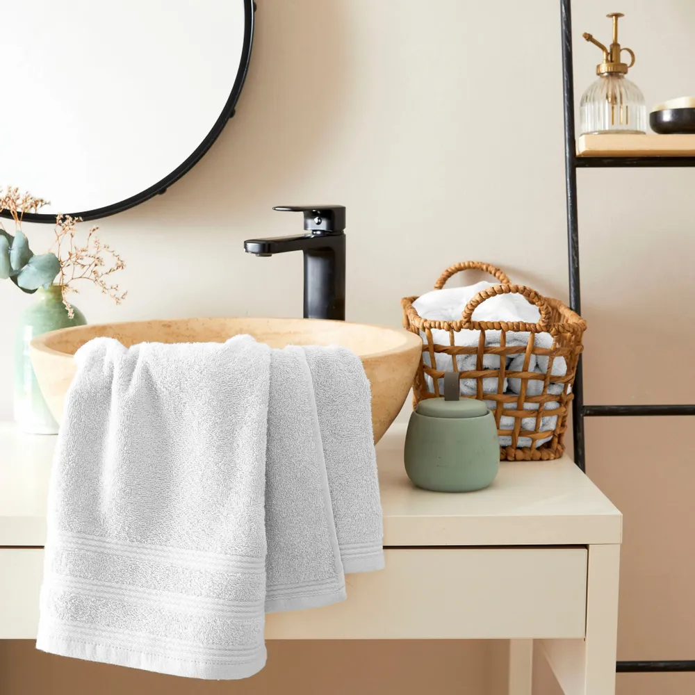 Bath towels - “Spa” Hand Towel 100% Cotton 50 x 100 cm Snow - COTON PUR