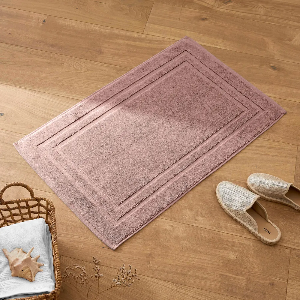 Autres linges de bain - Tapis de Bain "Spa" 100% Coton 50 x 80 cm Vieux Rose - COTON PUR