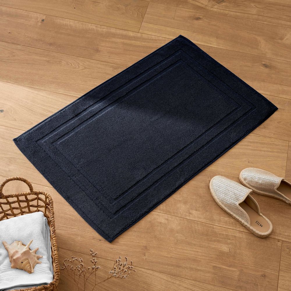 Autres linges de bain - Tapis de Bain "Spa" 100% Coton 50 x 80 cm Bleu Nuit - COTON PUR