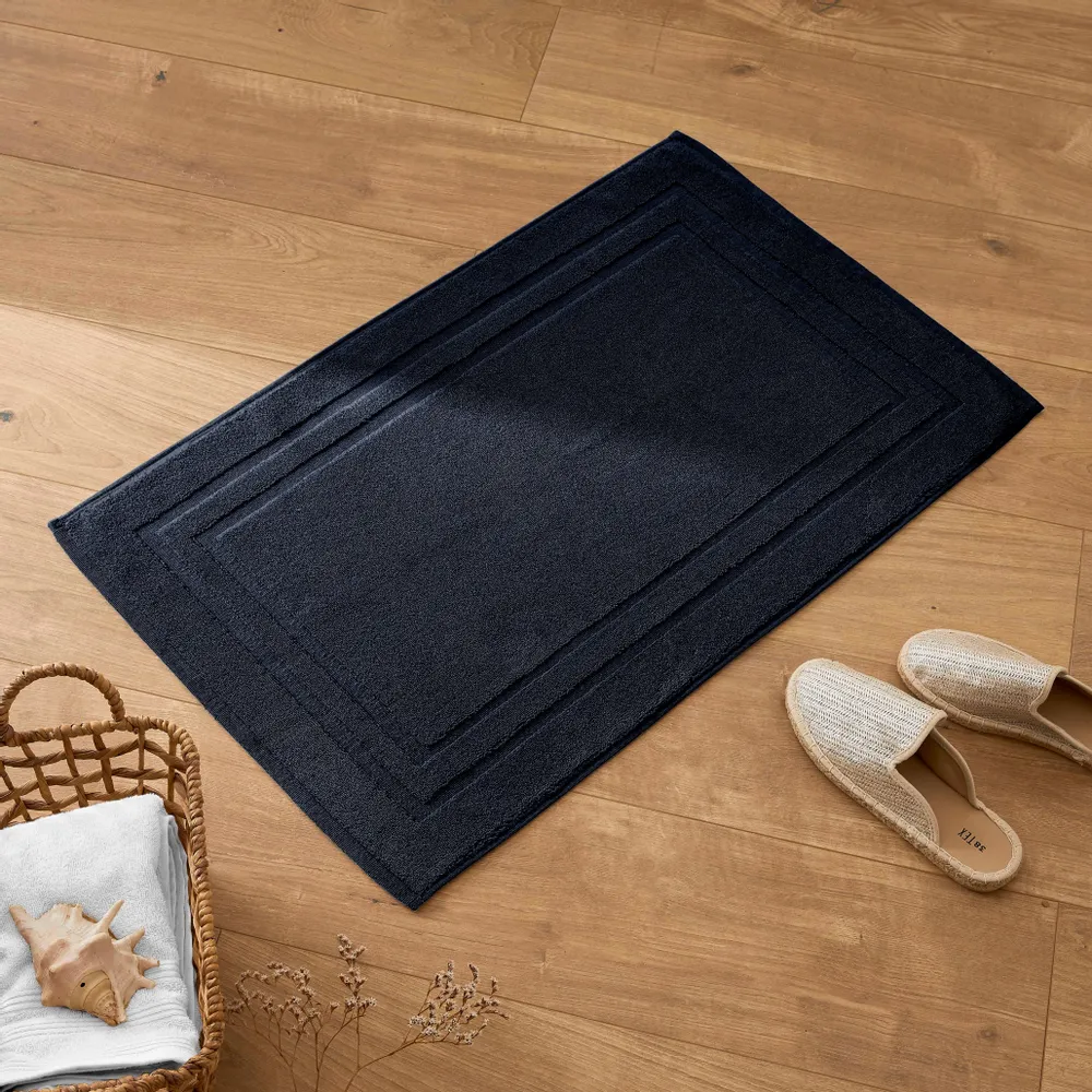 Autres linges de bain - Tapis de Bain "Spa" 100% Coton 50 x 80 cm Bleu Nuit - COTON PUR