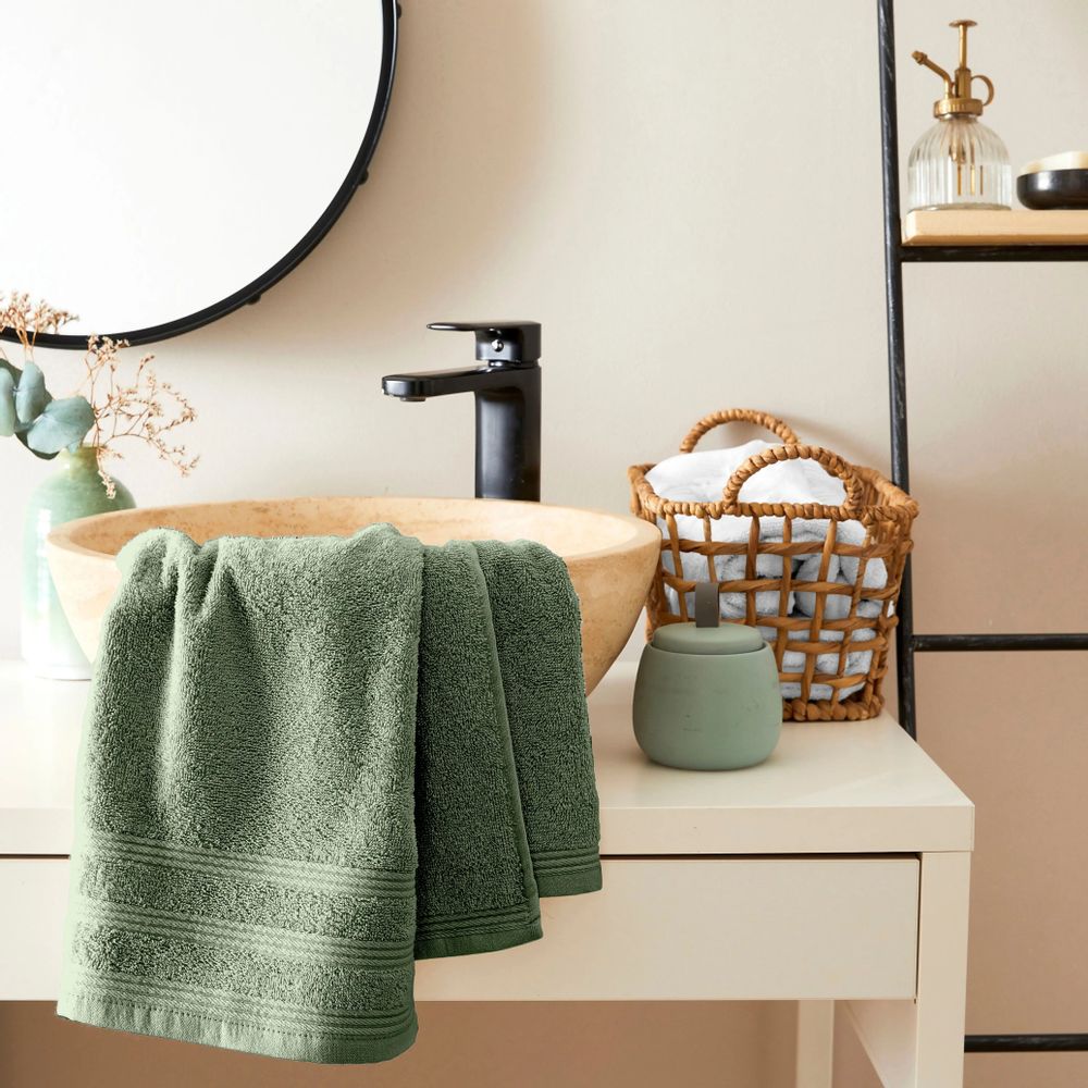 Serviettes de bain - Serviette de Toilette "Spa" 100% Coton 50 x 100 cm Romarin - COTON PUR