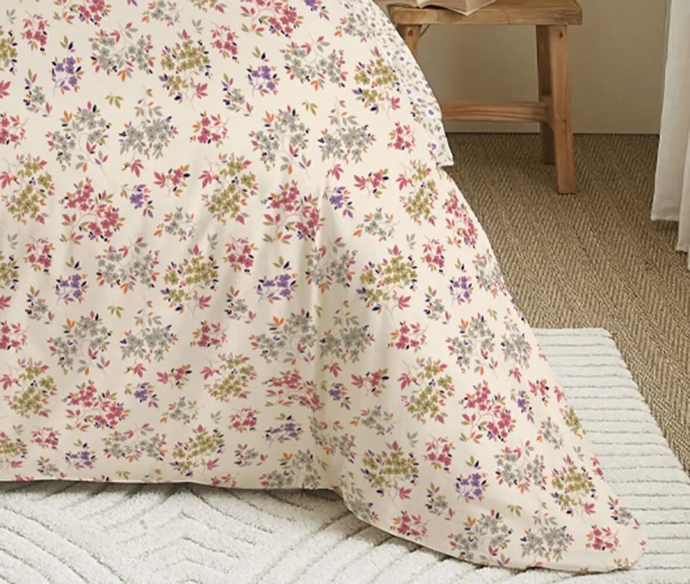Linge de lit - Pack Complet Housse de couette Imprimé 220 x 240 cm - Drap housse 140 x 190 cm - 100% Coton 57 Fils - COTON PUR