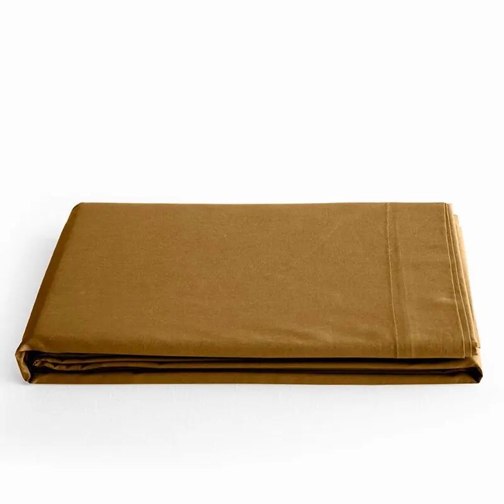 Bed linens - 100% Cotton Flat Sheet 180 x 290 cm Caramel - COTON PUR