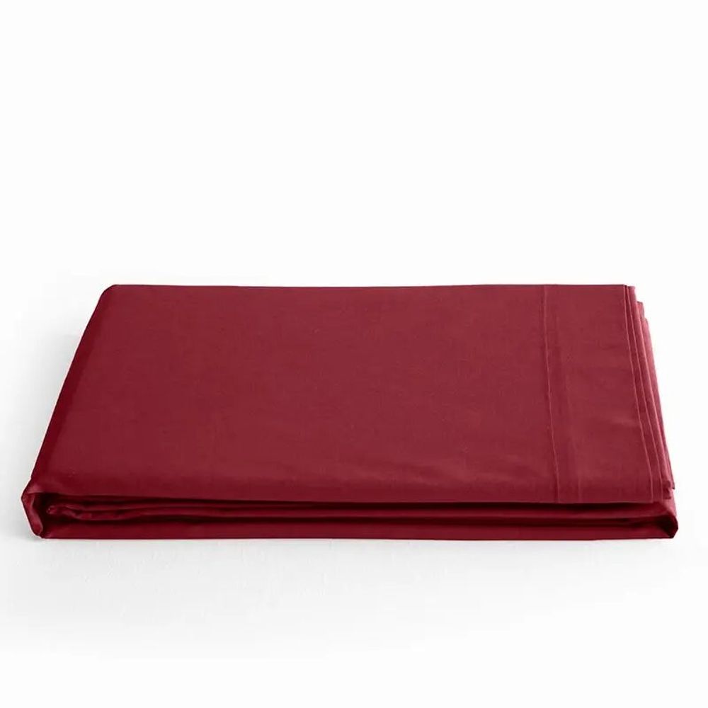 Linge de lit - Drap Plat 100% Coton 240 x 300 cm Grenat - COTON PUR