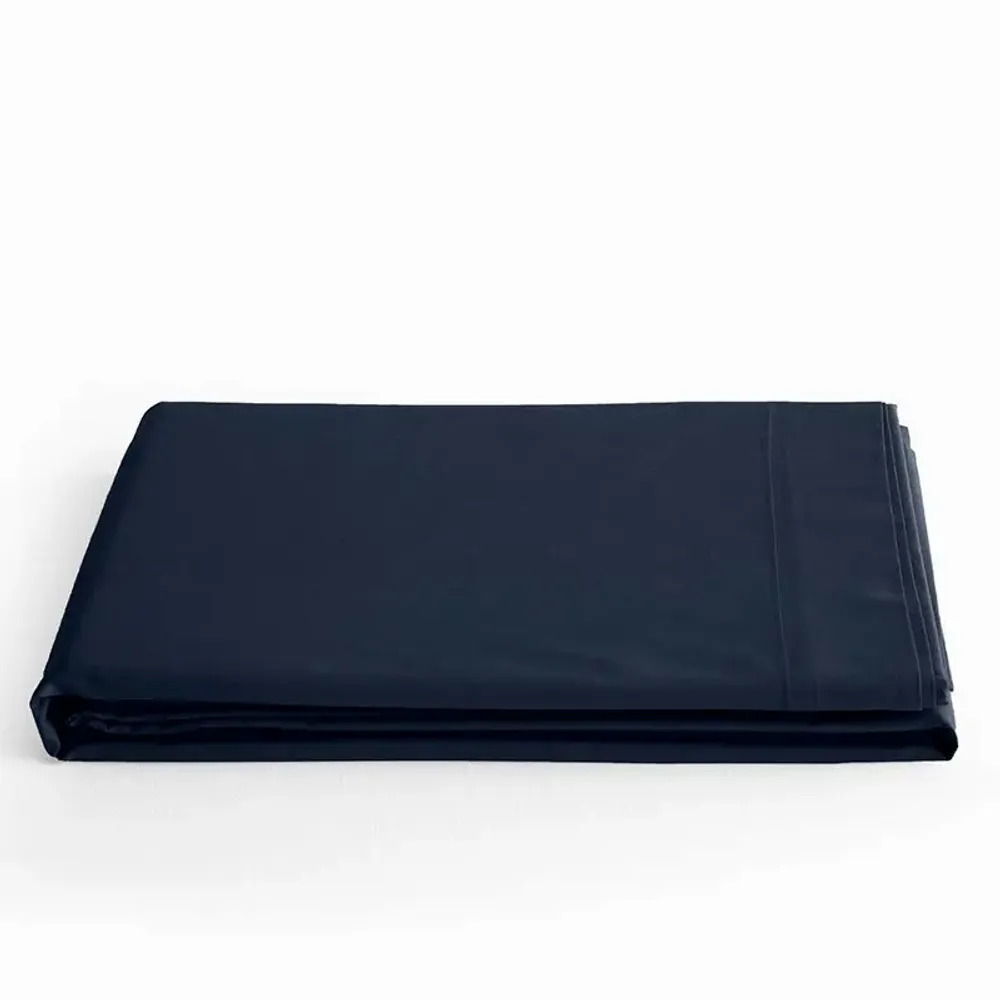 Linge de lit - Drap Plat 100% Coton 240 x 300 cm Bleu Nuit - COTON PUR