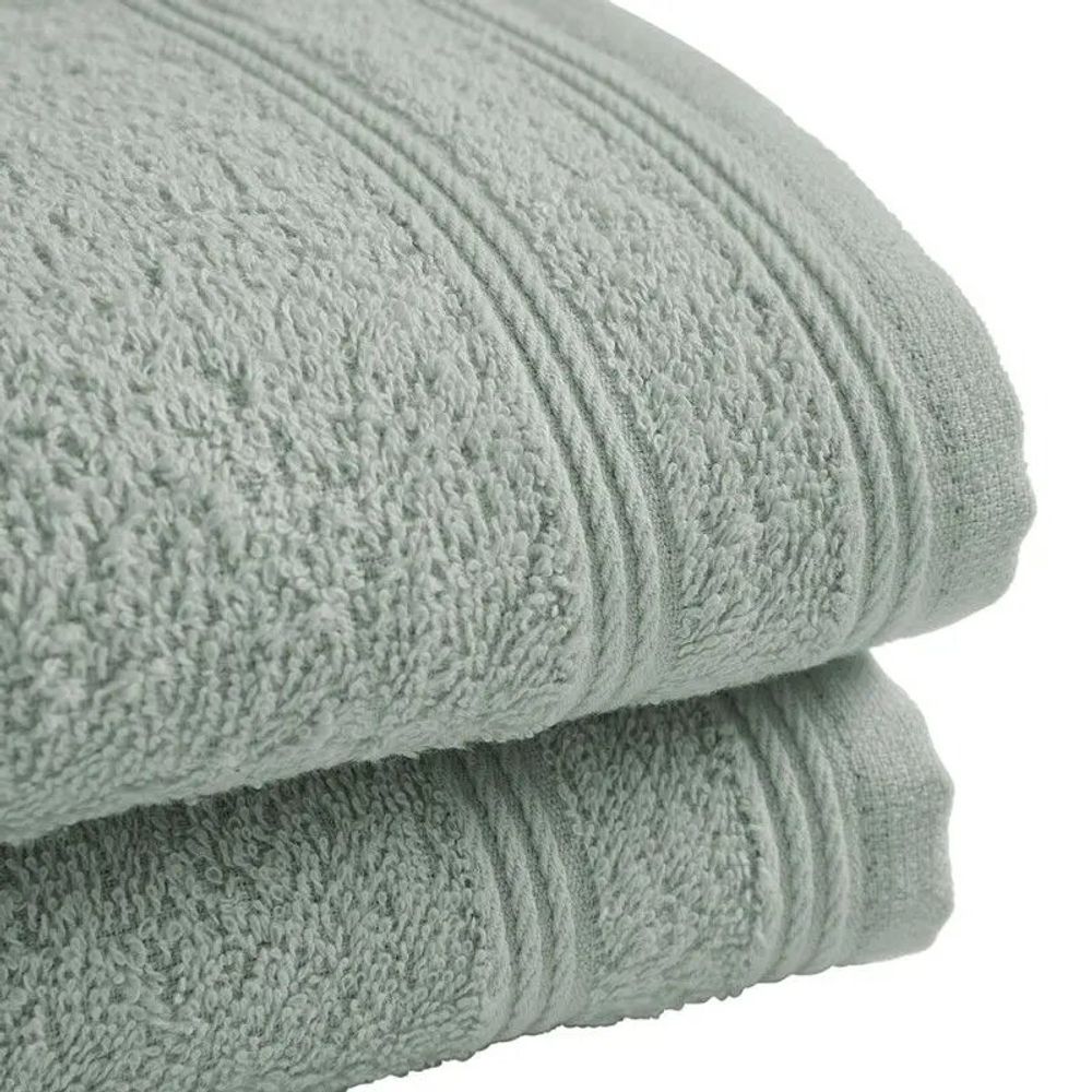 Bath towels - Set of 2 100% Cotton Terry Guest Towels "Spa" 30 x 50 cm Celadon - COTON PUR