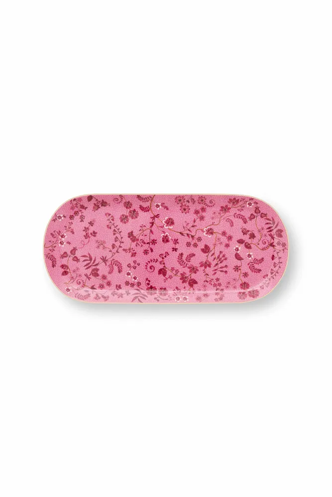 Plats et saladiers - Plat cake Jolie Fleurs Rose - 33,3x15,5cm - PIP STUDIO