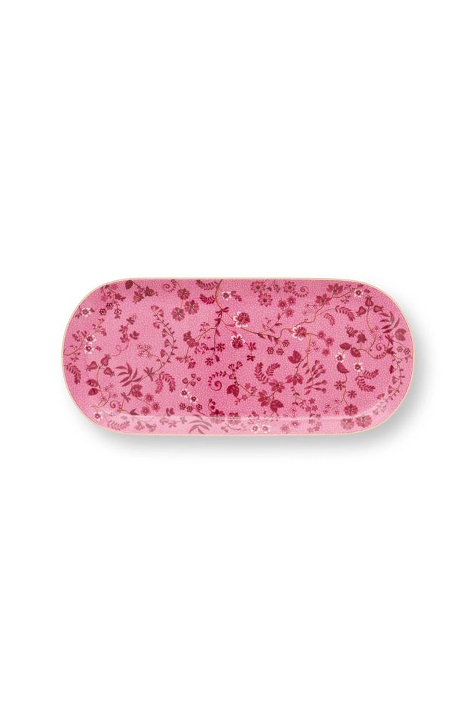 Plats et saladiers - Plat cake Jolie Fleurs Rose - 33,3x15,5cm - PIP STUDIO