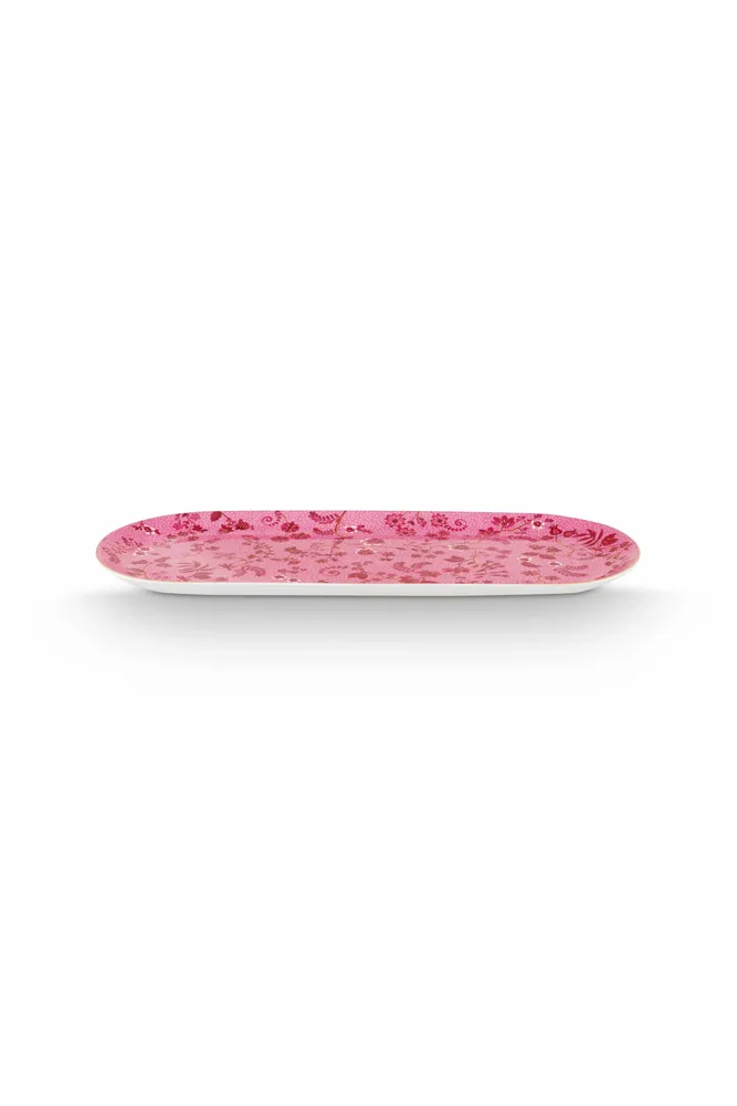 Plats et saladiers - Plat cake Jolie Fleurs Rose - 33,3x15,5cm - PIP STUDIO