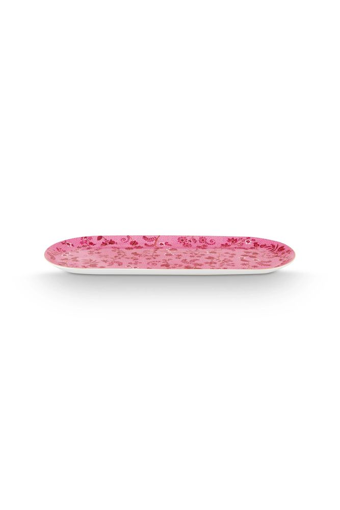 Plats et saladiers - Plat cake Jolie Fleurs Rose - 33,3x15,5cm - PIP STUDIO