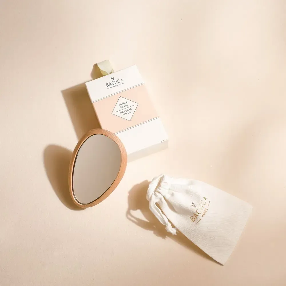 Cosmétiques - Miroir de sac en bois + pochette coton - BACHCA