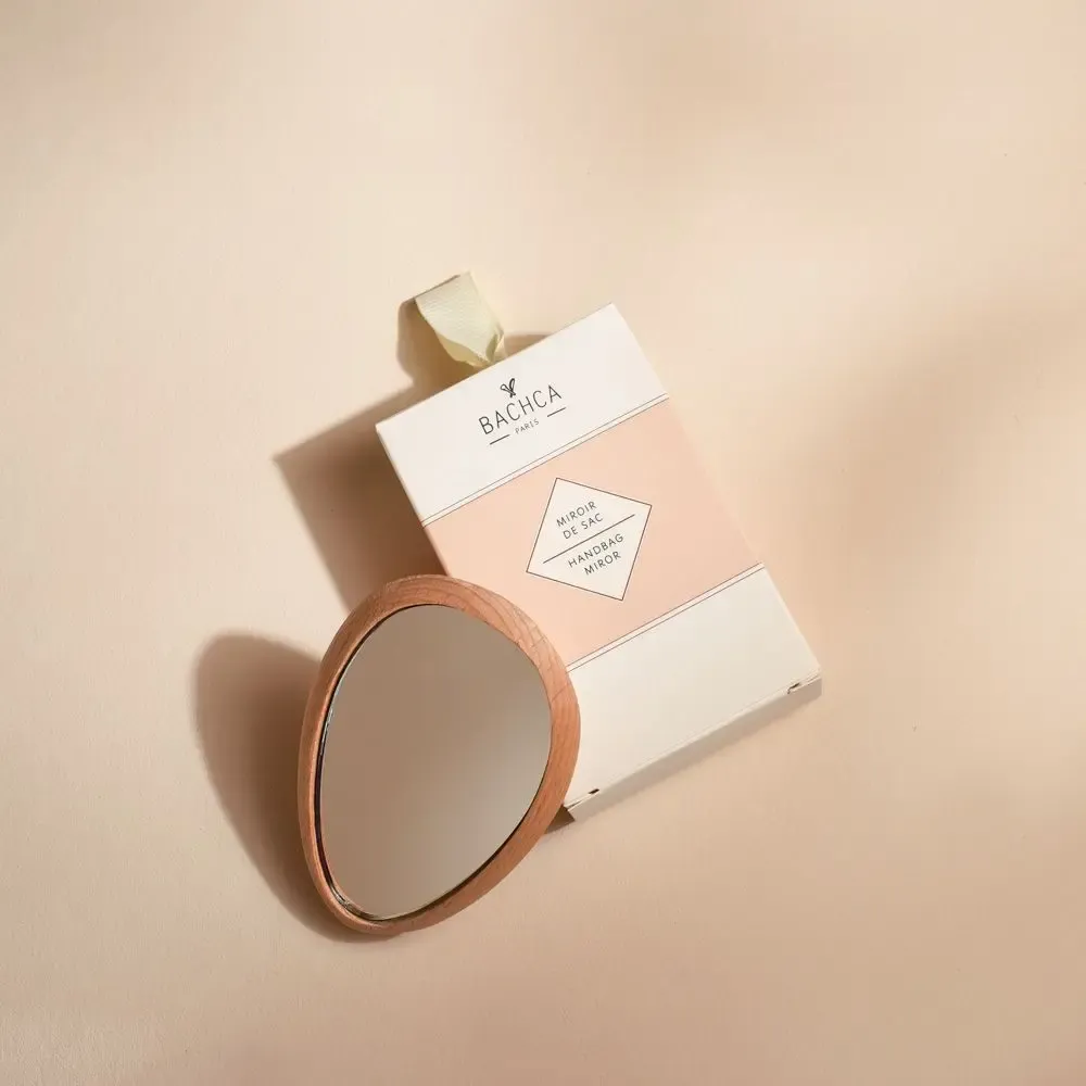 Cosmétiques - Miroir de sac en bois + pochette coton - BACHCA