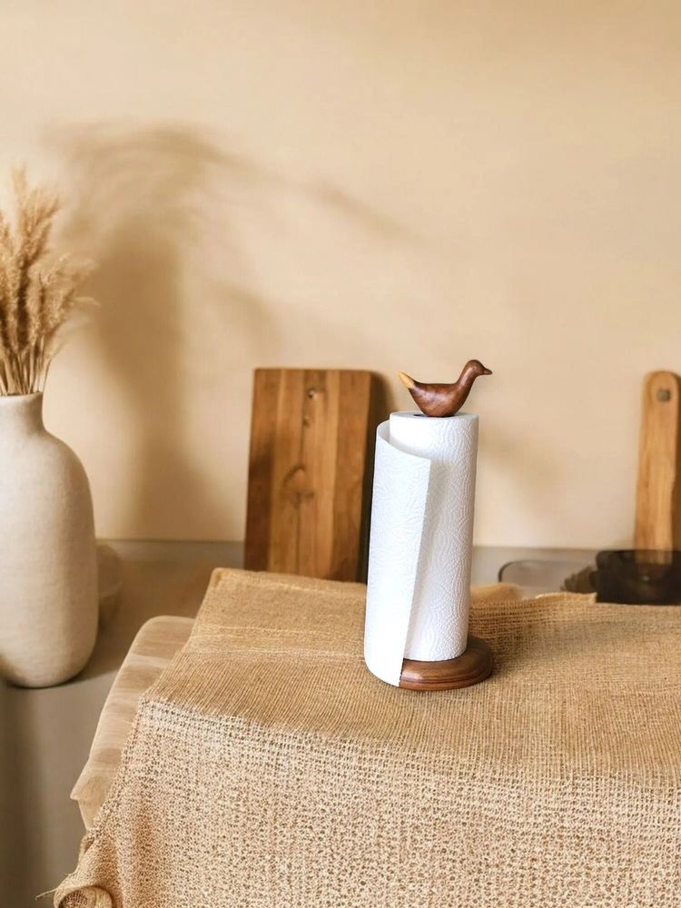 Ustensiles de cuisine - Porte-papier Luis — Bois de sheesham fait main — Écologique — Élégant - MAISON ZOE