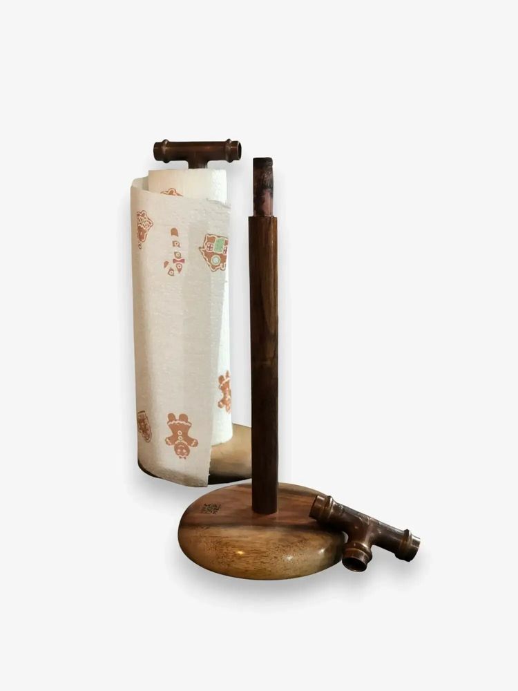 Ustensiles de cuisine - Porte-papier Luis — Bois de sheesham fait main — Écologique — Élégant - MAISON ZOE