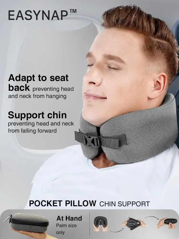 Travel accessories - EASYNAP Pocket Pillow Chin Support Large Pewter Gray - EASYNAP