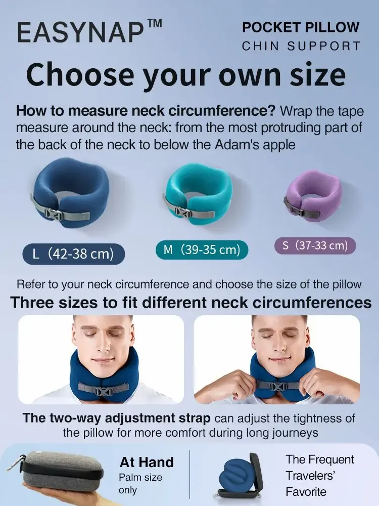 Travel accessories - EASYNAP Pocket Pillow Chin Support Large Pewter Gray - EASYNAP