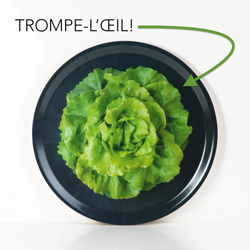 Trays - Round wooden serving tray - Trompe-l'oeil lettuce 38 cm - MONBOPLATO