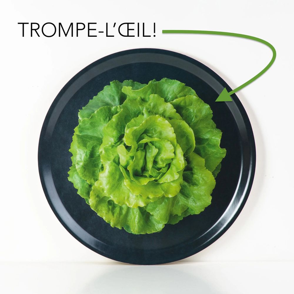 Trays - Round wooden serving tray - Trompe-l'oeil lettuce 38 cm - MONBOPLATO