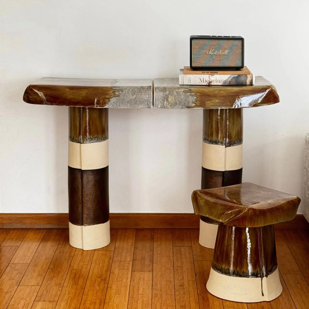 Ceramic - STONEWARE CONSOLE TABLE - ROMA collection - DI VINCENZO POUJOULA
