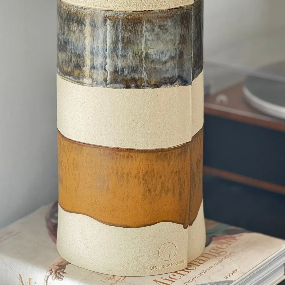 Céramique - LAMPE TOTEM SCULPTURALE EN GRÈS - CUOIO COLLECTION - DI VINCENZO POUJOULA