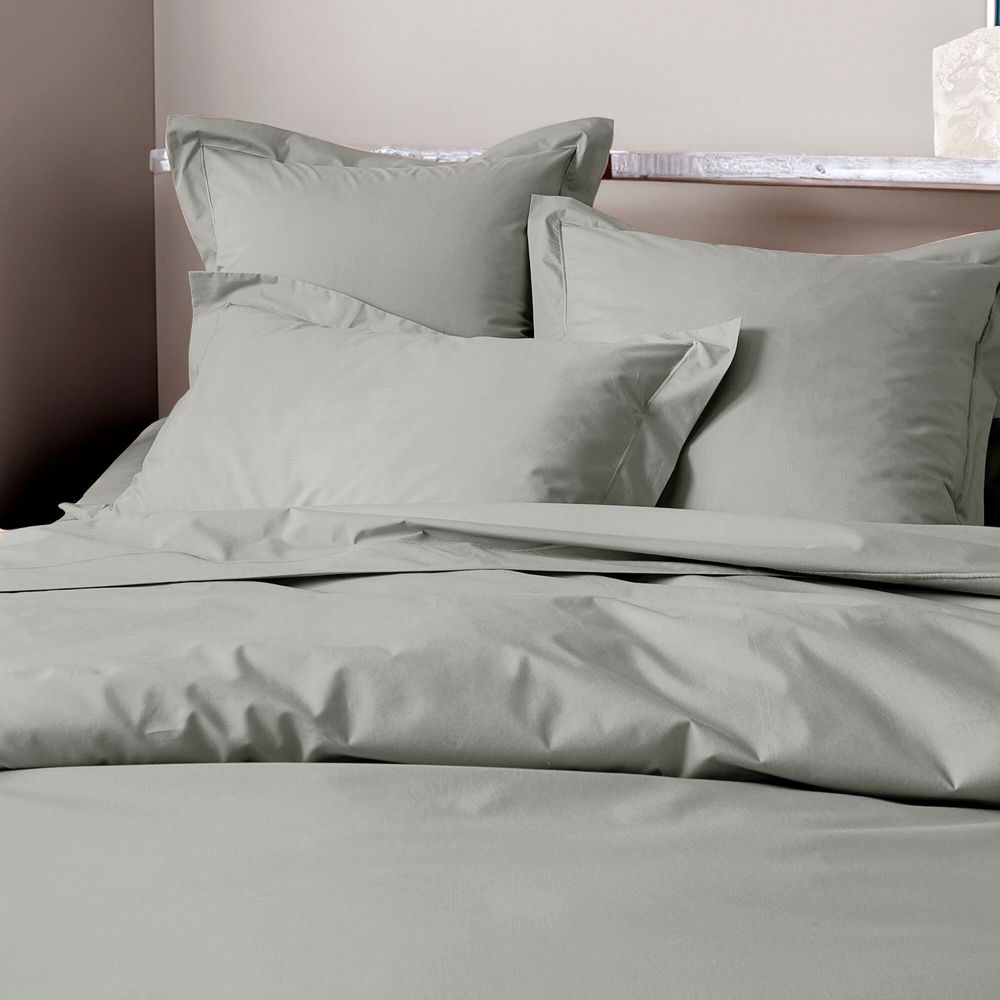Linge de lit - Taie d'oreiller Percale 65 x 65 cm Pur Coton Peigné Longues Fibres 80 Fils/cm² Perle - COTON PUR