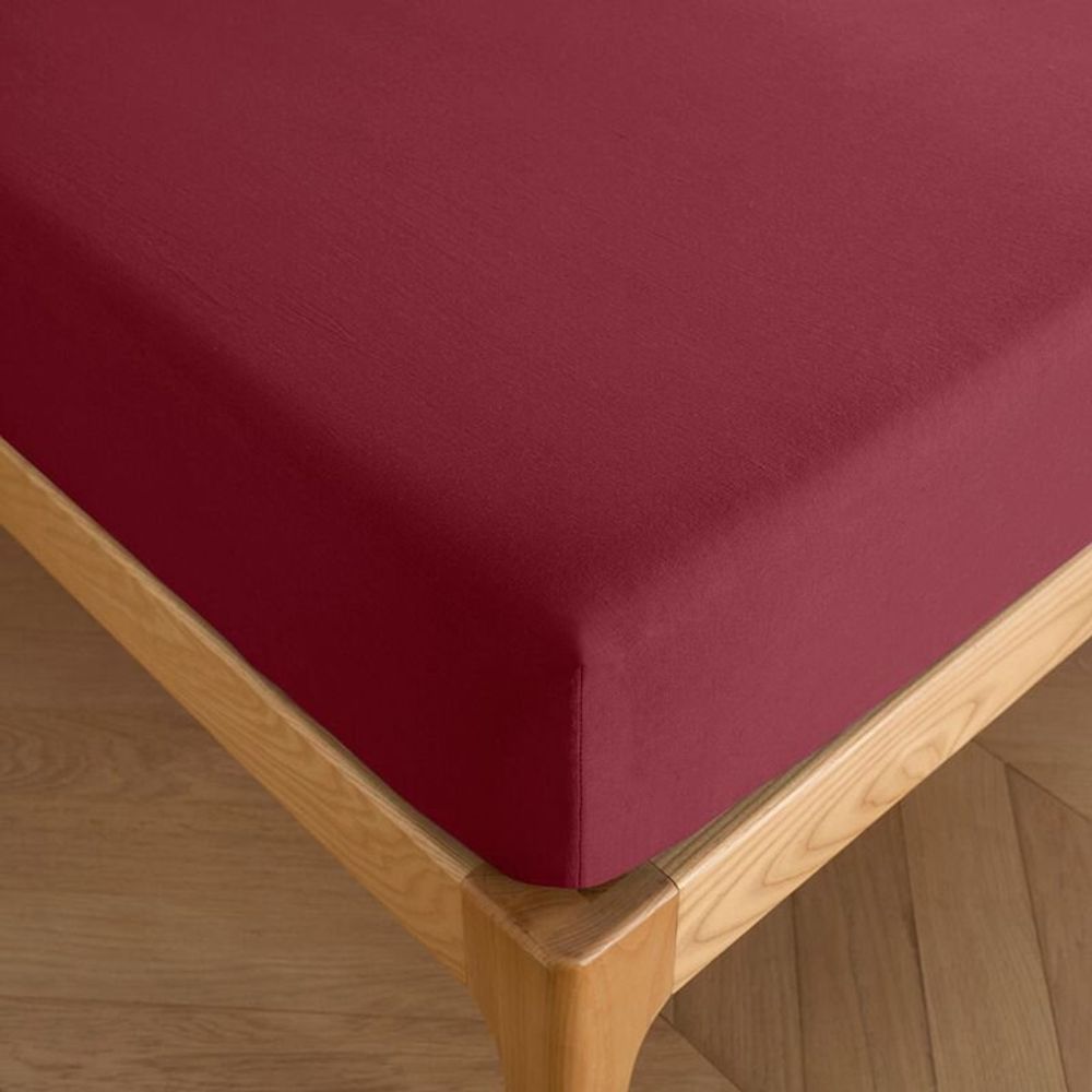 Bed linens - 100% Cotton Fitted Sheet 160 x 200 cm Garnet - COTON PUR