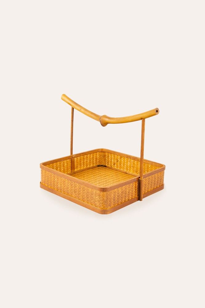 Meubles de cuisines - Panier de rangement carré portable en bambou fait main - THE ZHAI