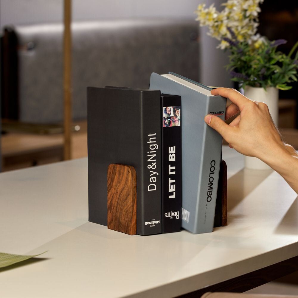 Range-tout - TILISMA Butoir de livre en bois de noyer pour étagères - TILISMA