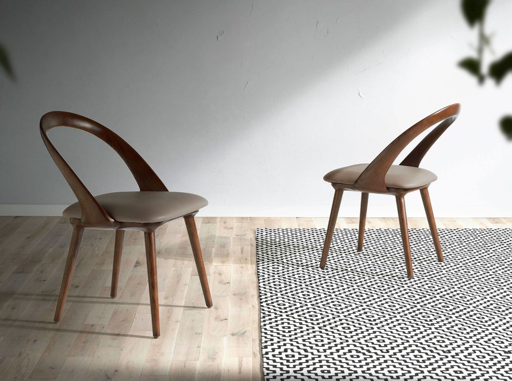 Chaises - Chaise de table à manger structure courbée en noyer - ANGEL CERDÁ