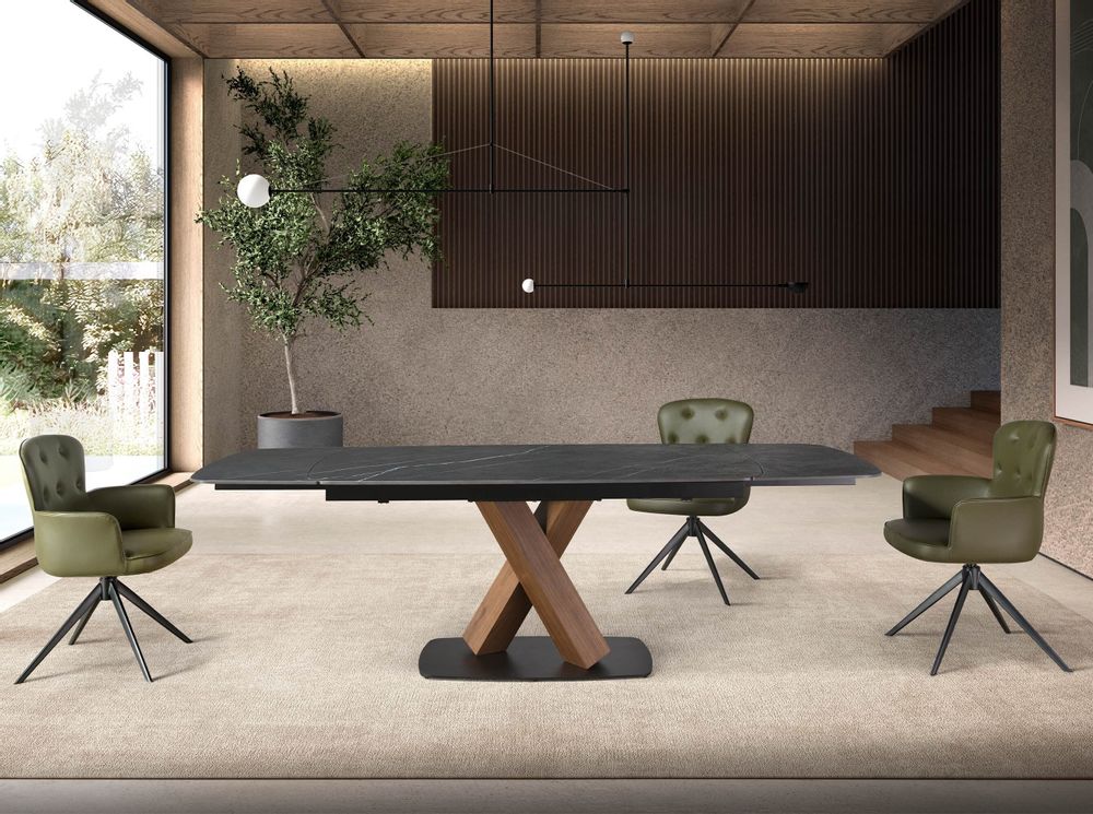 Chairs - Dark green leatherette swivel chair - ANGEL CERDÁ