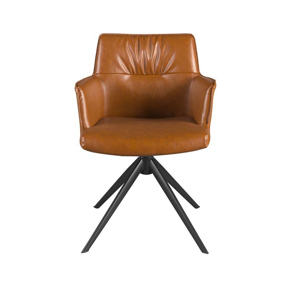 Chairs - Cognac brown leatherette swivel chair - ANGEL CERDÁ