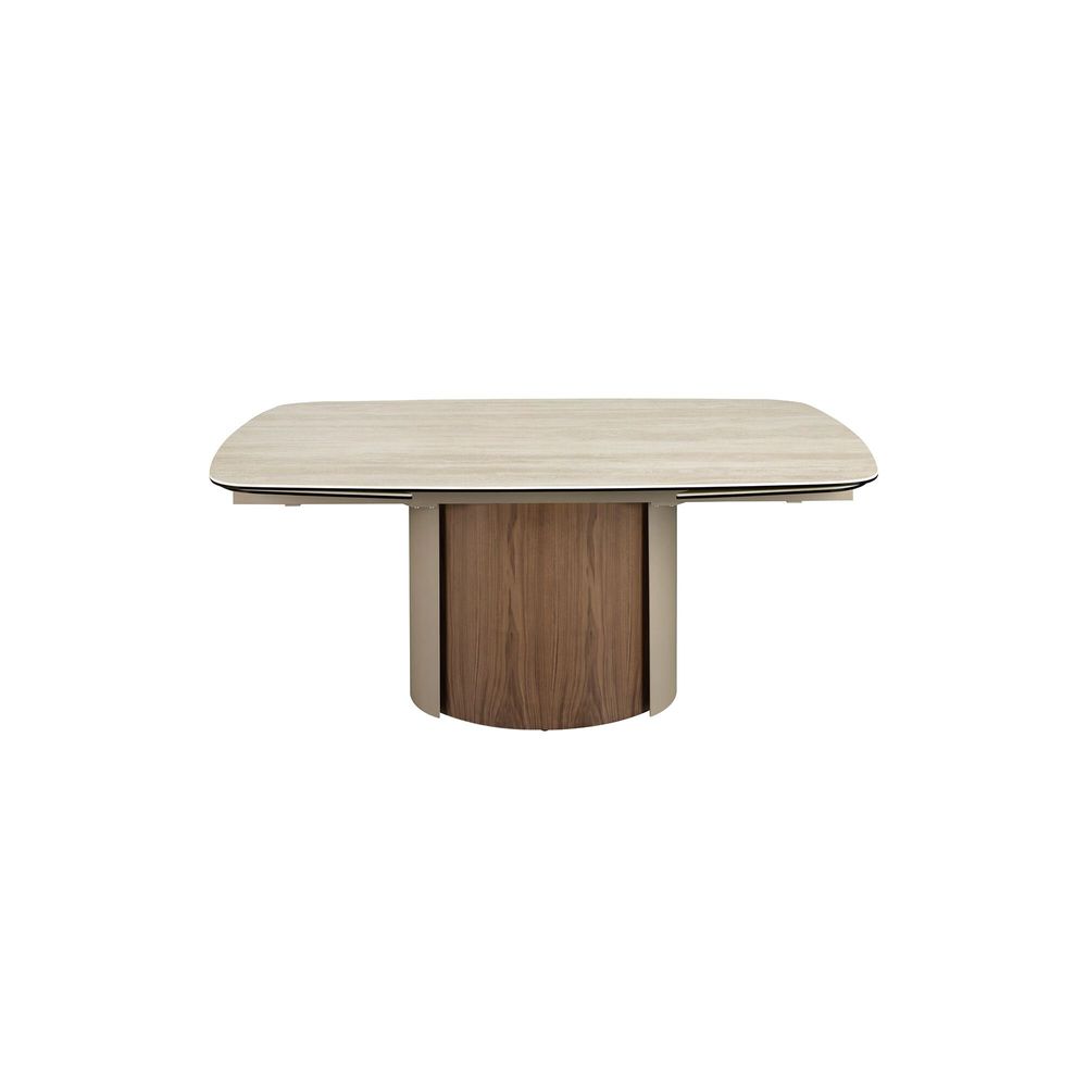 Dining Tables - Rectangular extending dining table in porcelain marble, metallic sand - ANGEL CERDÁ
