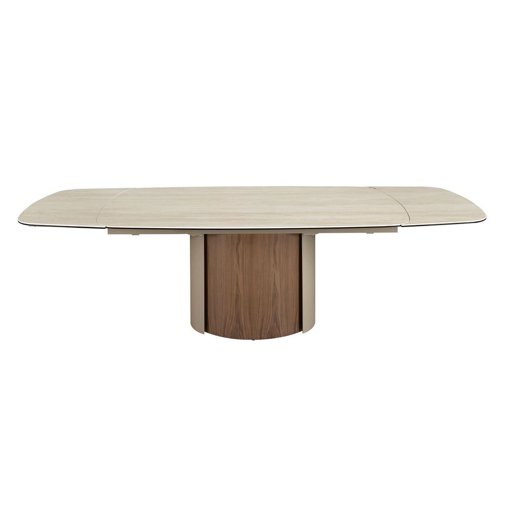 Dining Tables - Rectangular extending dining table in porcelain marble, metallic sand - ANGEL CERDÁ