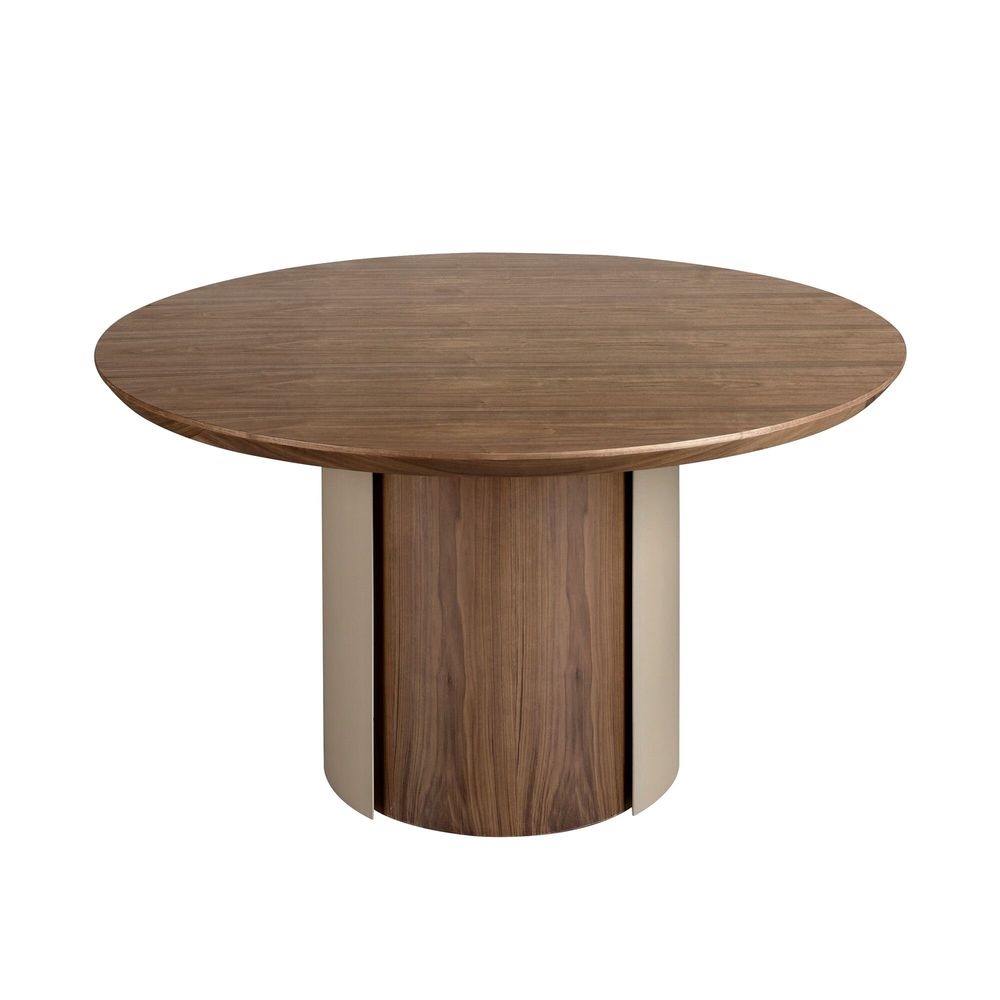Dining Tables - Round dining table walnut and metallic sand steel - ANGEL CERDÁ