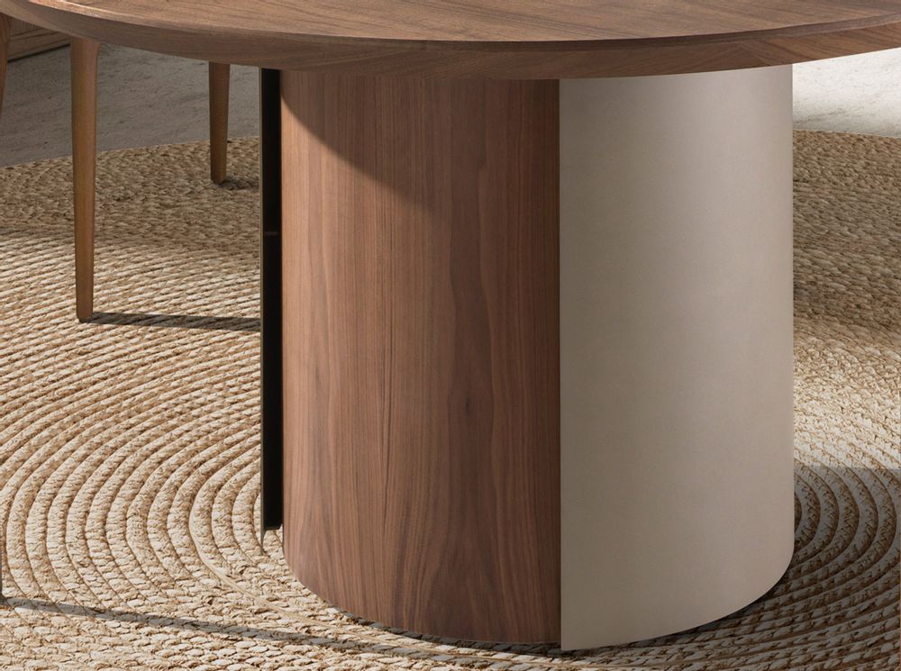 Dining Tables - Round dining table walnut and metallic sand steel - ANGEL CERDÁ
