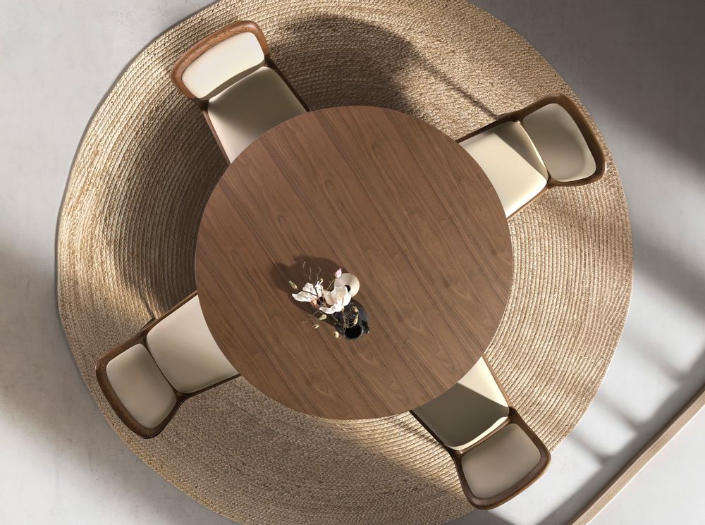 Dining Tables - Round dining table walnut and metallic sand steel - ANGEL CERDÁ