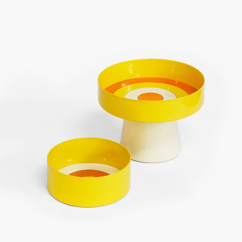 Platter and bowls - Yellow service stand - ISUWA