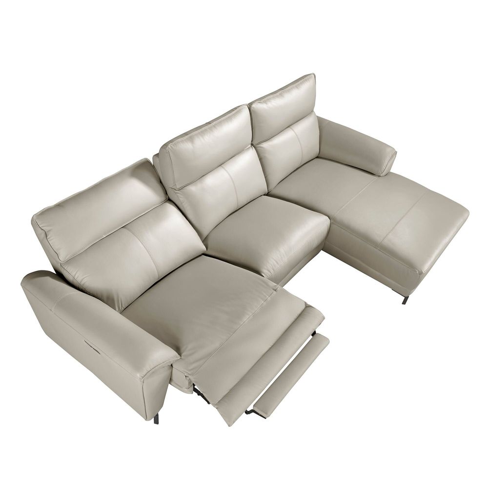 Sofas - Right chaise longue relax sofa grey leather - ANGEL CERDÁ