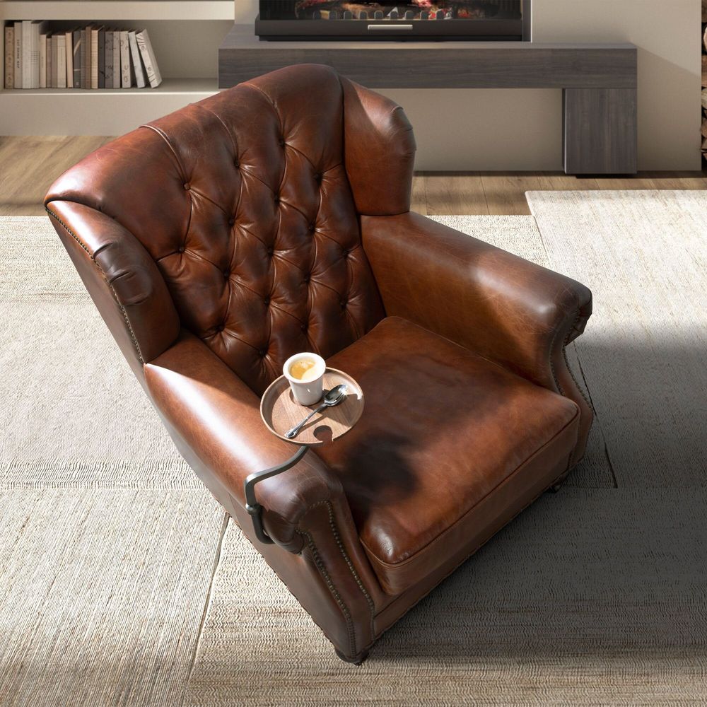 Fauteuils - Fauteuil Chester en cuir marron cognac - ANGEL CERDÁ