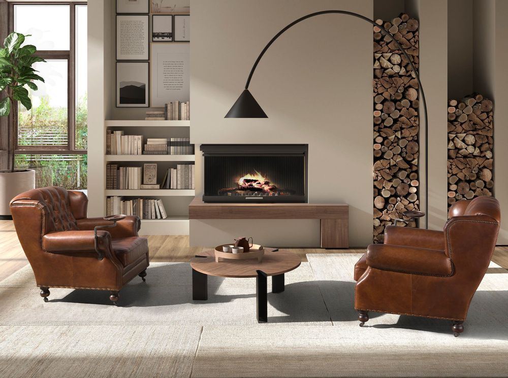Fauteuils - Fauteuil Chester en cuir marron cognac - ANGEL CERDÁ