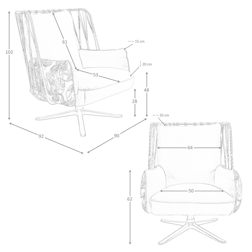Fauteuils - Fauteuil pivotant en cuir et tissu marron imprimé - ANGEL CERDÁ