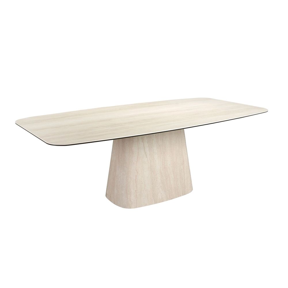 Dining Tables - Oval barrel dining table in porcelain marble - ANGEL CERDÁ