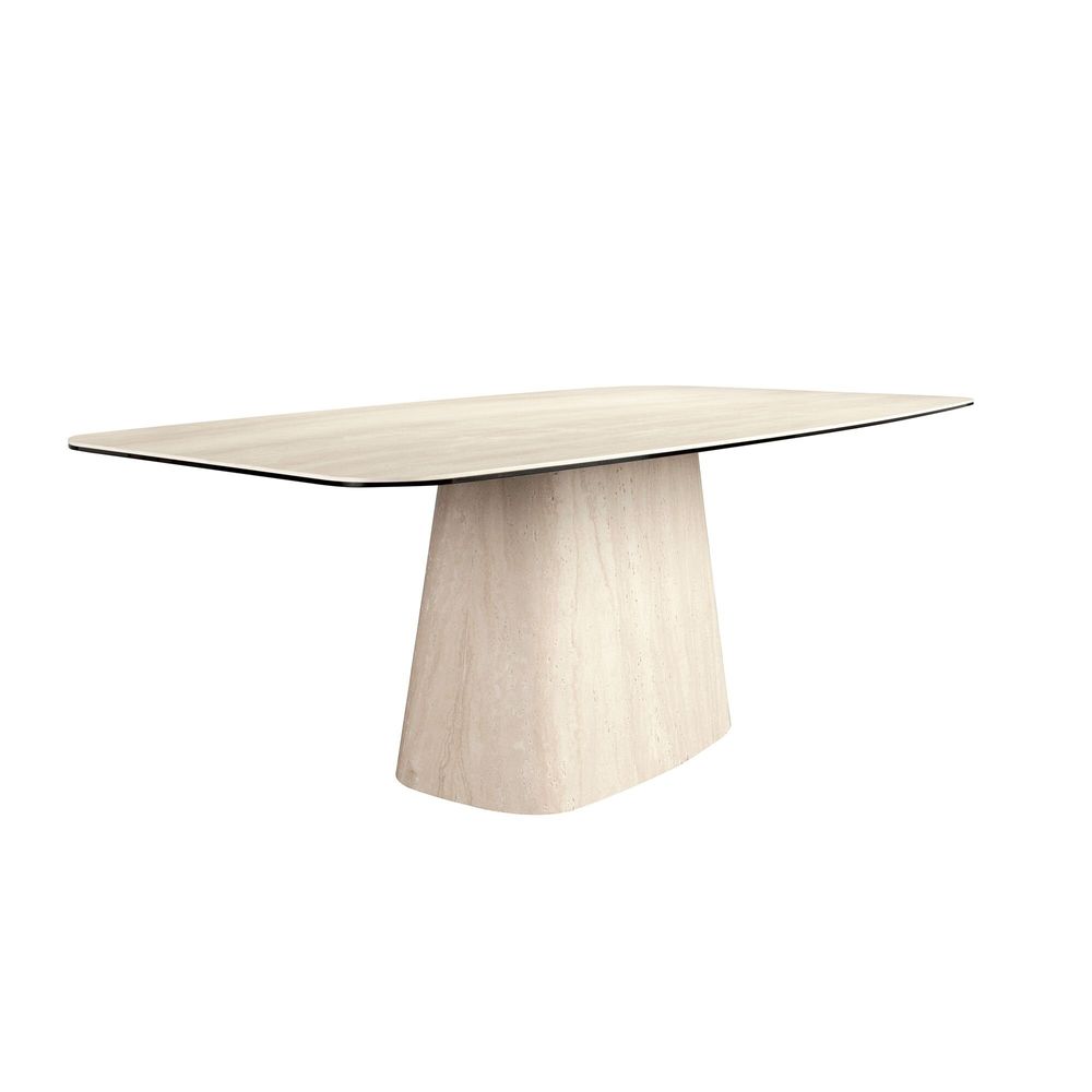 Dining Tables - Oval barrel dining table in porcelain marble - ANGEL CERDÁ