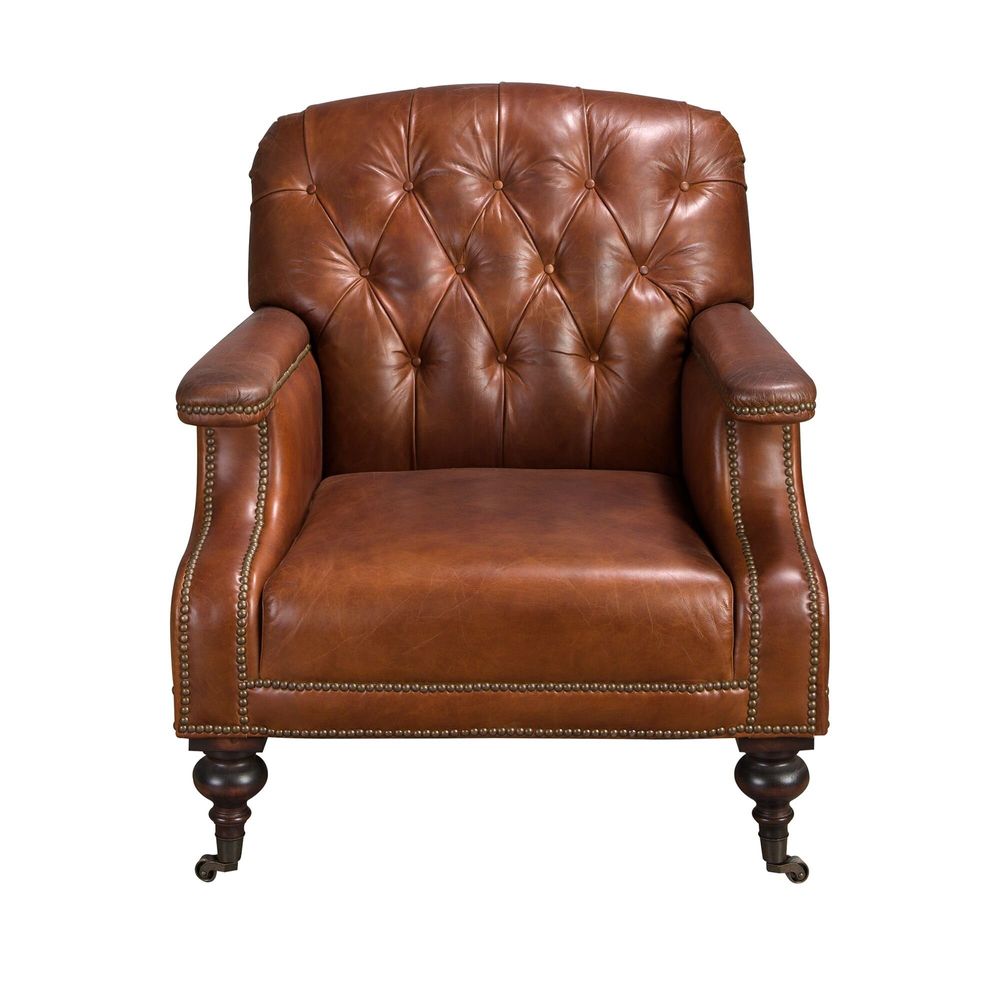 Armchairs - Cognac brown leather Chester armchair - ANGEL CERDÁ