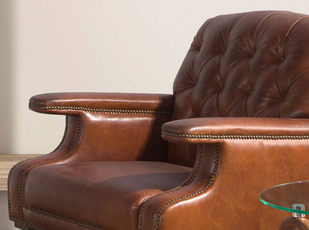 Armchairs - Cognac brown leather Chester armchair - ANGEL CERDÁ