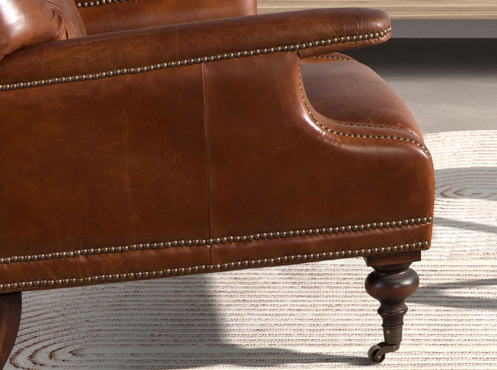 Armchairs - Cognac brown leather Chester armchair - ANGEL CERDÁ