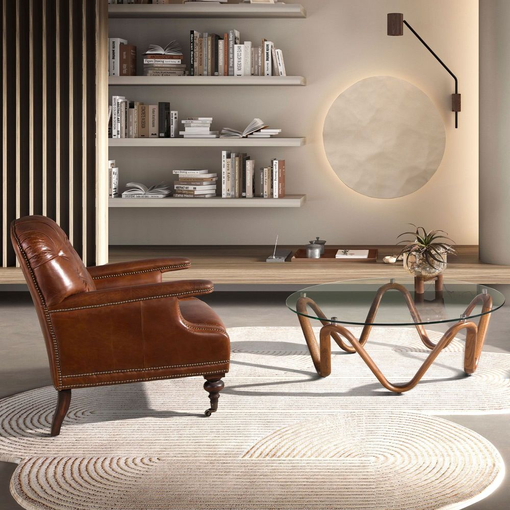 Armchairs - Cognac brown leather Chester armchair - ANGEL CERDÁ