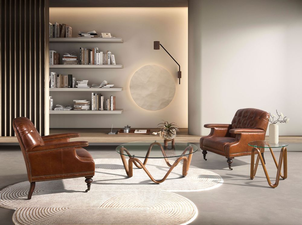 Armchairs - Cognac brown leather Chester armchair - ANGEL CERDÁ