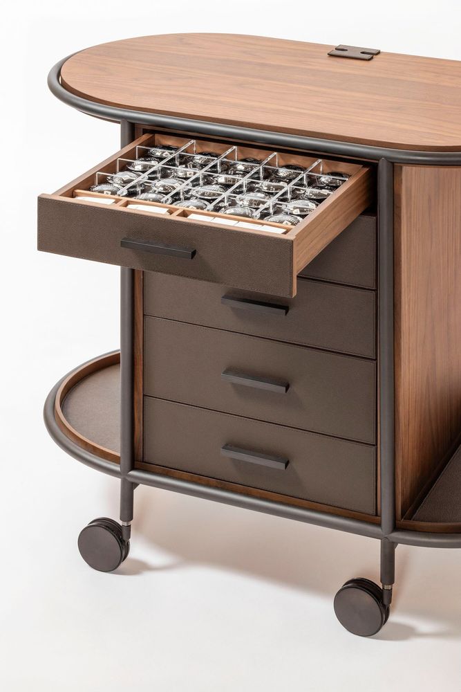 Restaurant trolleys - ARCADE WOOD COFFEE AND TEA CART OVAL - GIOBAGNARA